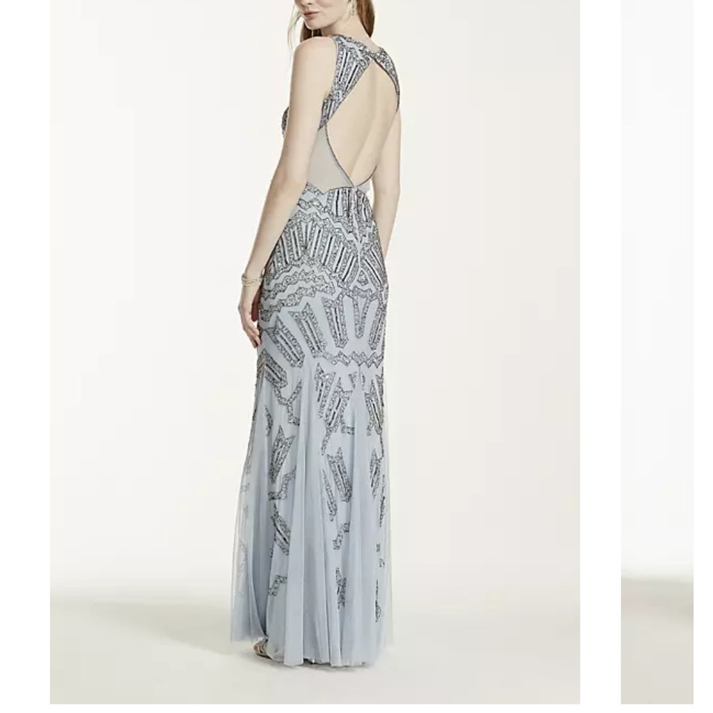 Adrianna Papell Sleeveless
Beaded Mermaid Gown In Blue size 8 - Picture 2 of 15